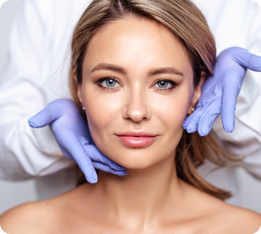 Woman with smooth skin after Botox and dermal fillers