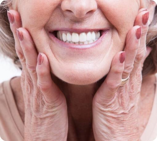 Closeup of flawless smile after full mouth reconstruction