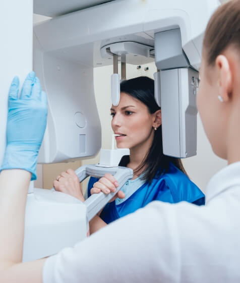 Woman receiving state of the art digital x ray scans